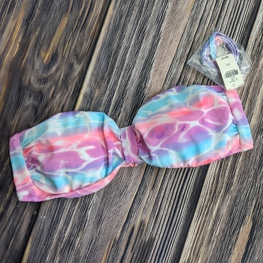NWT PINK Victoria's Secret Pastel Tie-Dye Bandeau Bikini Top Pink, Purple, Blue